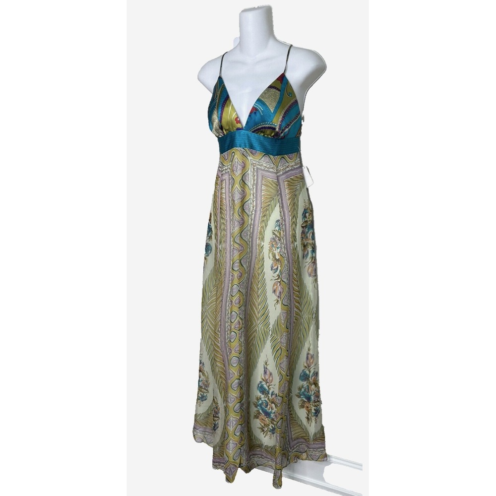 NWT~ SINGLE Brand Dress Silk Chiffon Boho Fairy Y2K Empire Art Eclectic S XS - Picture 3 of 11